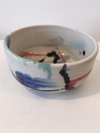 Abstract white stoneware bowl